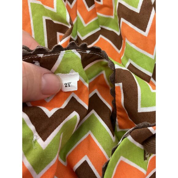 Chevron Owl Jumper Dress Size 2T Lime, Orange, Brown ! Cute! - Picture 3 of 6